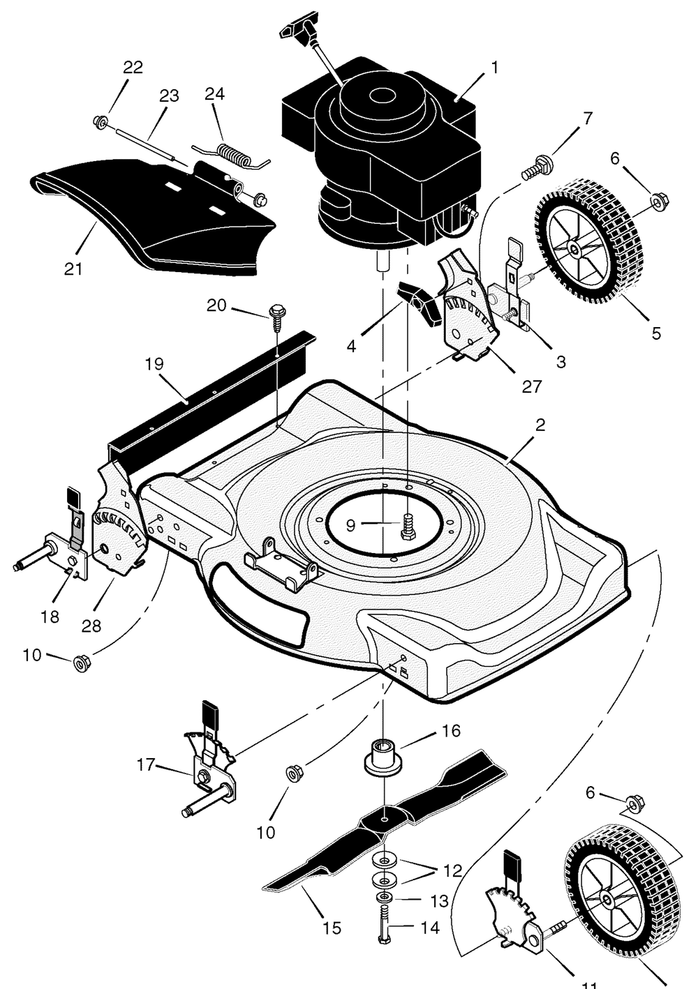 Mower Housing Assembly Diagram and Parts List for 220012X92A 2005 Briggs and Stratton Lawn Mower